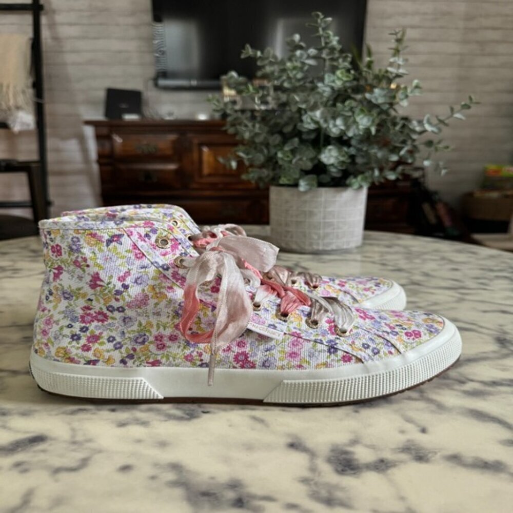 Superga X Loveshackfancy Floral High Top Canvas Sneakers Size US 9 - Picture 3 of 9
